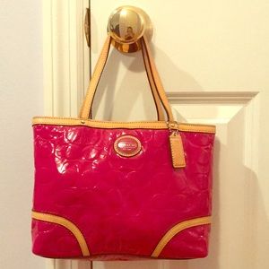 Coach authentic patent leather pink handbag